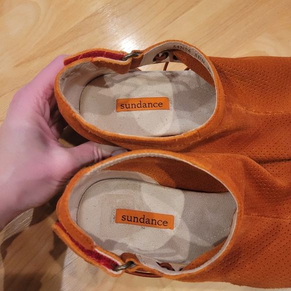 Sundance Suede Strappy Open Toe Wedge Sandal Size 38 - Picture 2 of 13